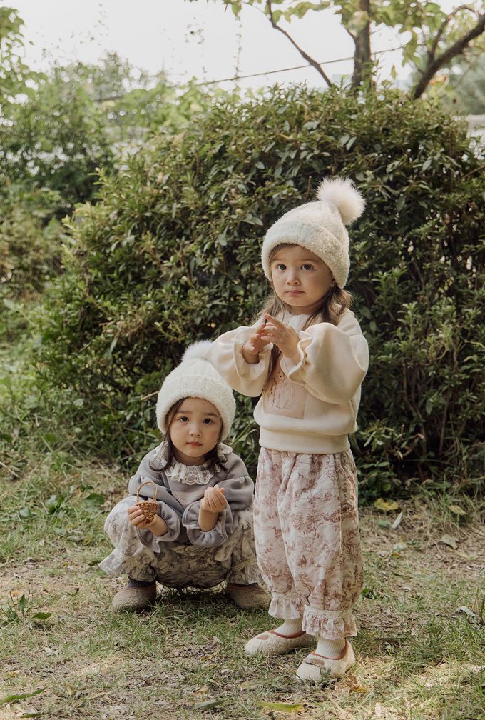 韓國 Puellaflo - 鬆緊腰森林水墨印長褲-咖啡