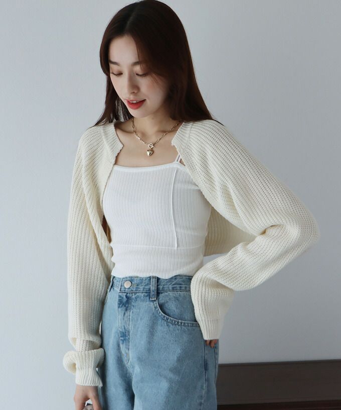 日本 BLUE EAST - 率性羅紋短版針織外套-白