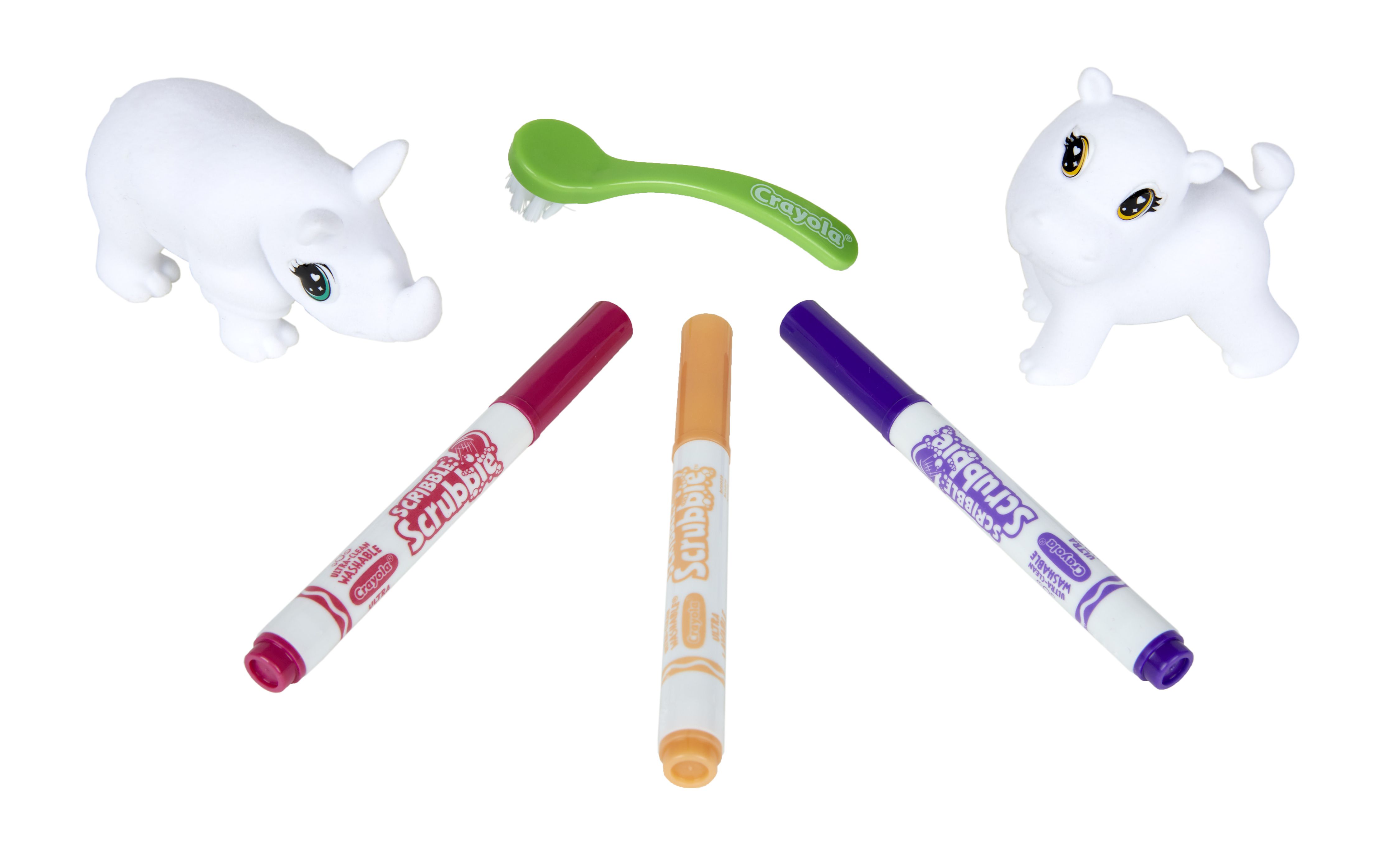 Crayola繪兒樂 - 彩繪百變叢林樂園_非洲草原-叢林樂園動物公仔*2、超強可水洗細短桿彩色筆*3、毛刷*1