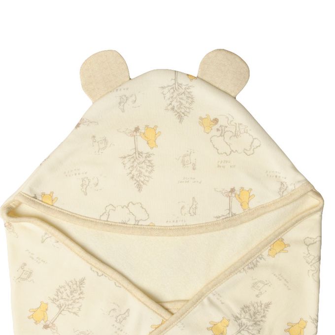 akachan honpo - 小耳朵包巾-復古小熊維尼-淺卡其色 (長83cm x 寬83cm)