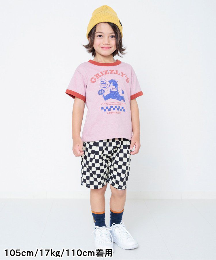 日本 BREEZE - 美式復古印花撞色邊短袖上衣-甜甜圈店-灰