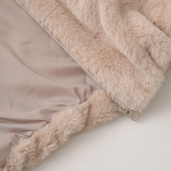 日本 Lycee mine - 泰迪熊蓬鬆感連帽外套-卡其米