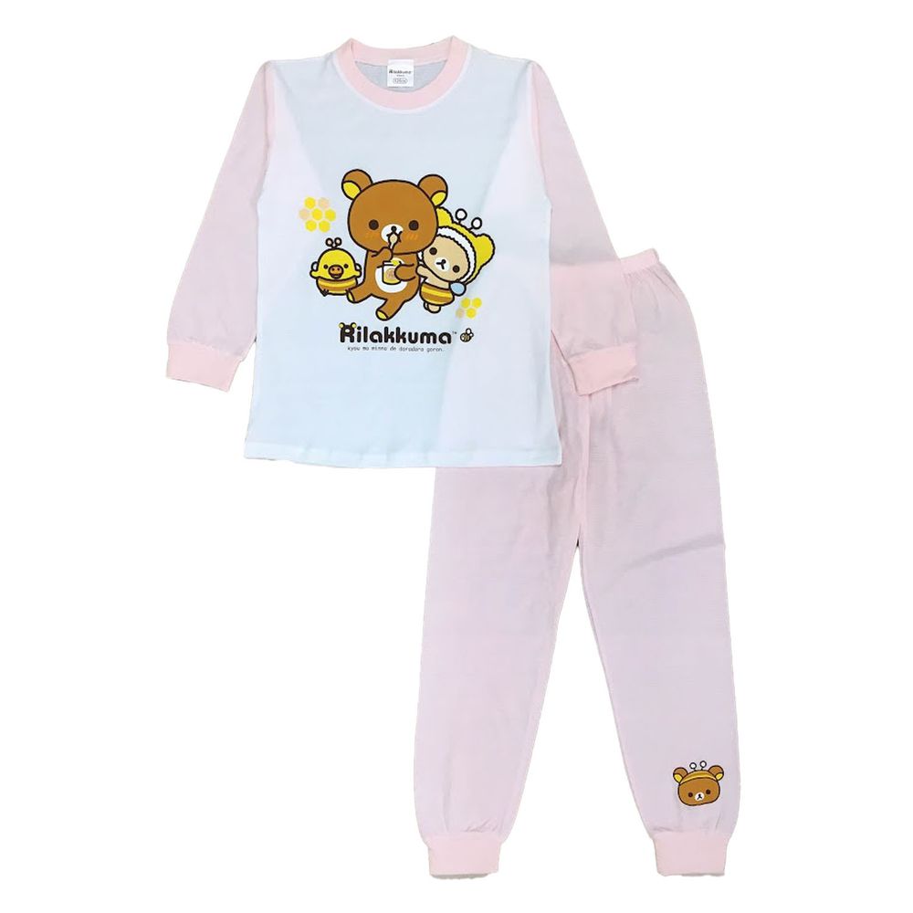 拉拉熊 - 100%純棉兒童長袖薄睡衣套裝-粉