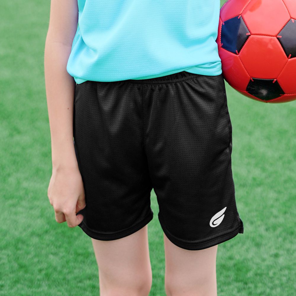 兒童盾形速乾排汗短褲-黑色