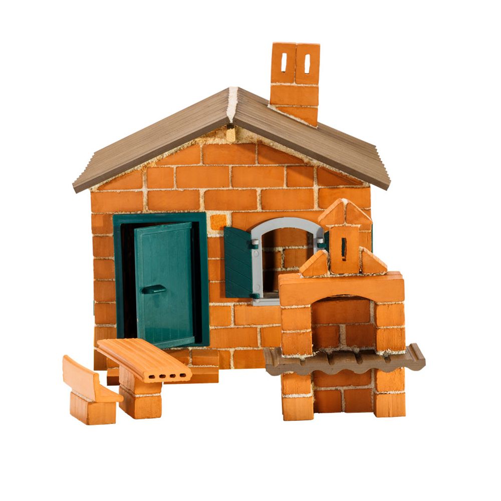 德國 teifoc - DIY益智磚塊建築玩具  海濱渡假窯烤小屋