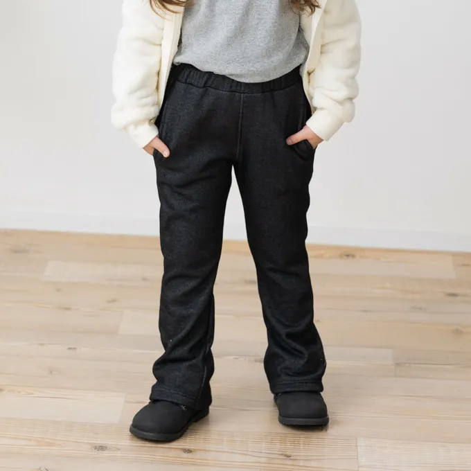 日本 Chil2 - 保暖內刷毛微喇叭彈力長褲-經典格紋-咖啡