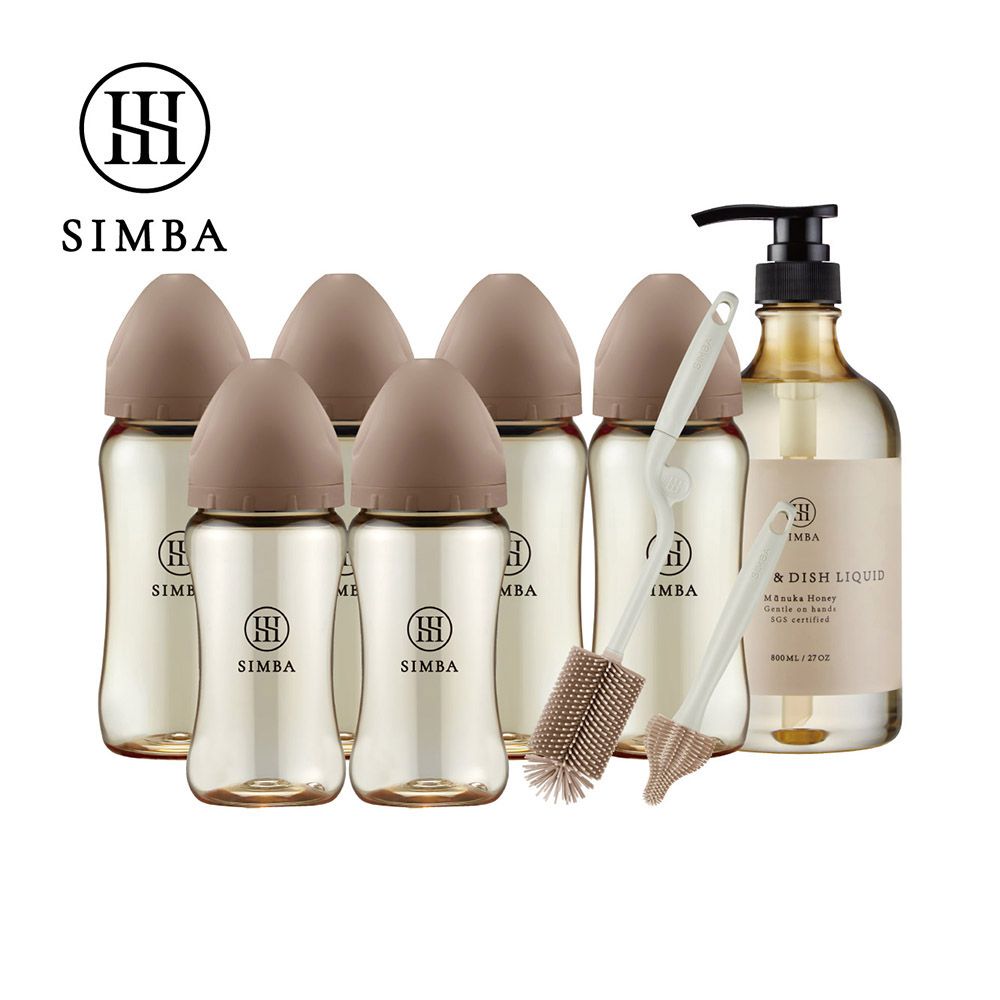 省力洗瓶！蘊蜜鉑金PPSU寬口奶瓶極淨組-全齡適用-摩卡慕斯