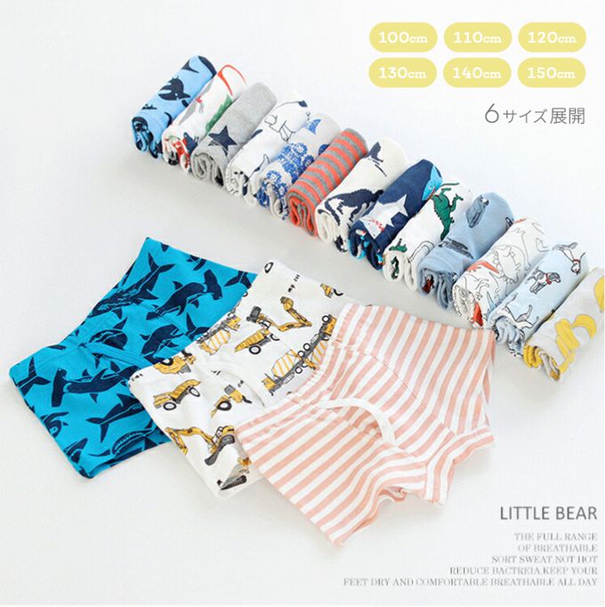 日本 Ho-ho kids - [人氣No.1]純棉透氣男孩內褲(3入)-星星/恐龍/跑車-灰白藍