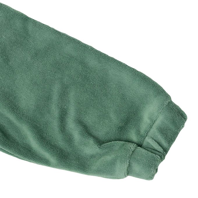 akachan honpo - 長袖亨利領休閒上衣-天鵝絨-綠色