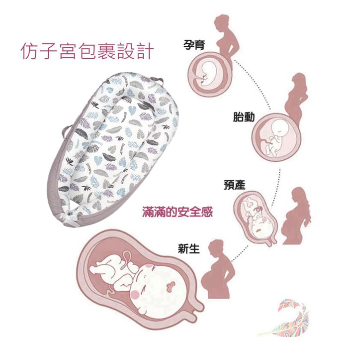 Vanibaby - 嬰兒床中床豪華9件組 -(機洗機烘 頂級純棉)-叢林樹葉