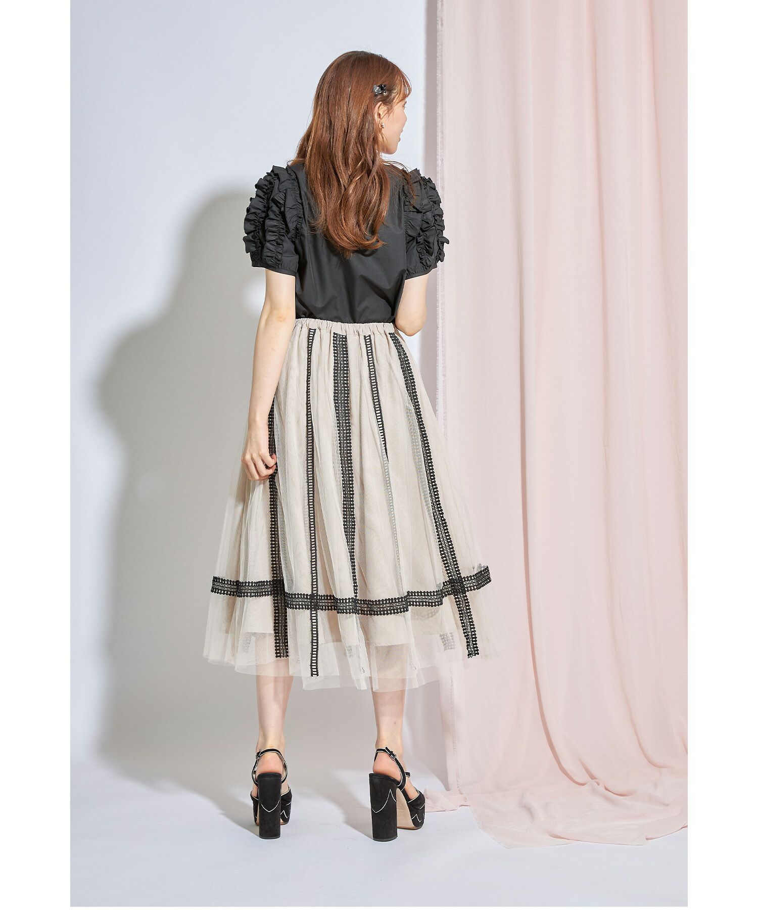 日本 tocco-closet - 夢幻優雅層次紗裙-冰河灰