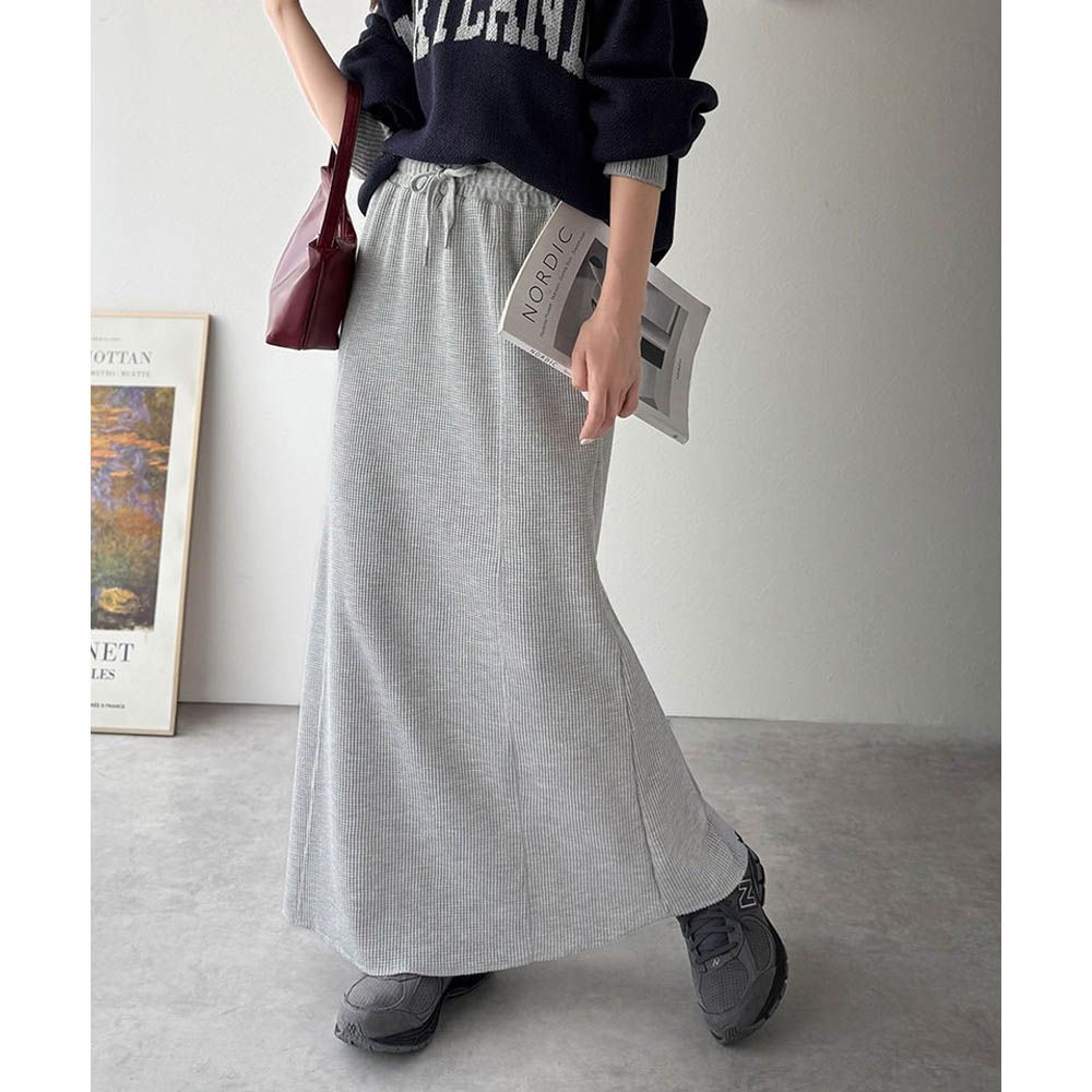 Java 華夫格舒適厚磅魚尾裙-淺灰