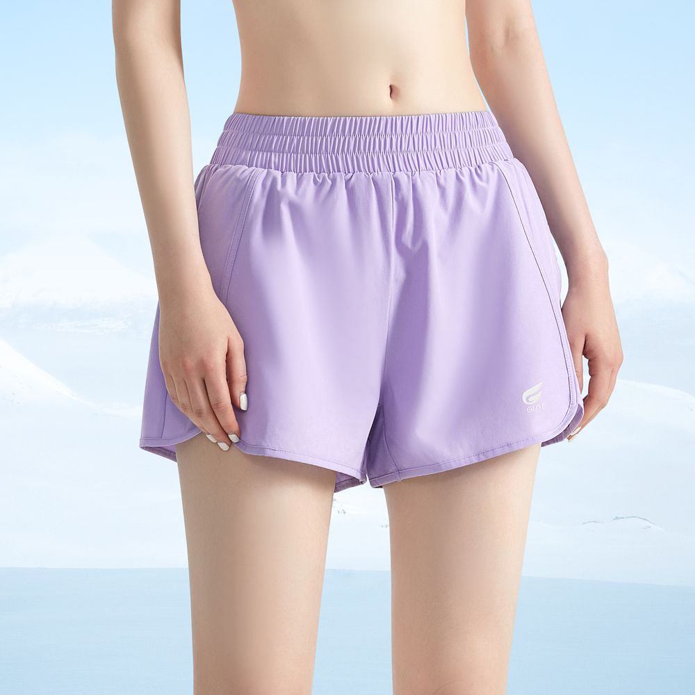 7A抑菌假兩件輕量口袋短褲-羅蘭紫