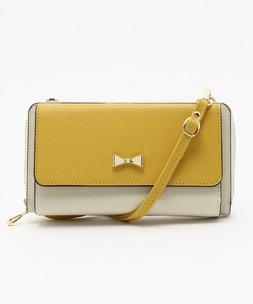 日本 cachecache - 3way蝴蝶結錢夾包-YEIV米白黃