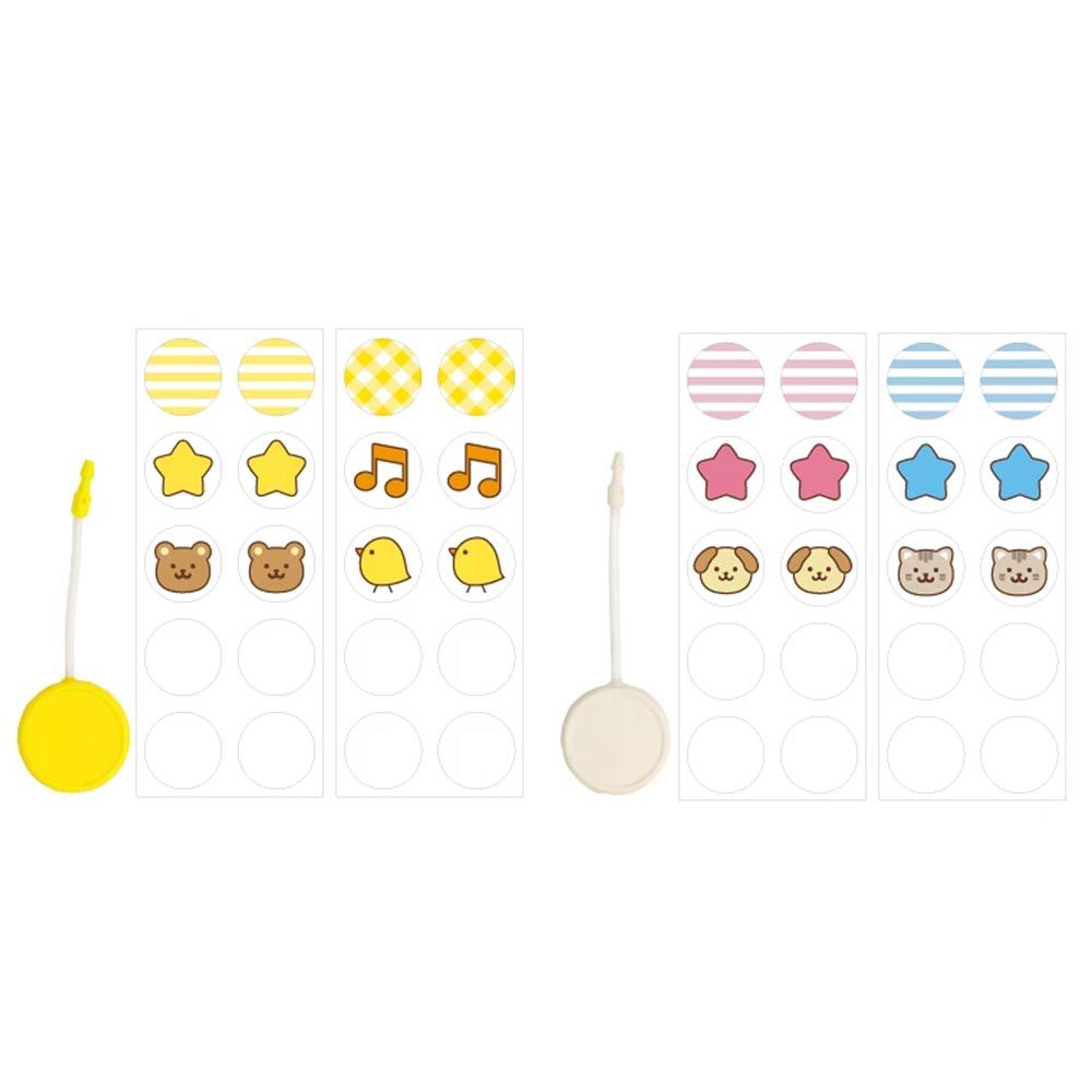 日本 KAWAGUCHI - 日本製 方便識別的姓名扣環(含貼紙20枚)-黃+白
