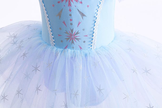 短袖造型公主裙/芭蕾舞裙-卡通人物-愛莎-藍色