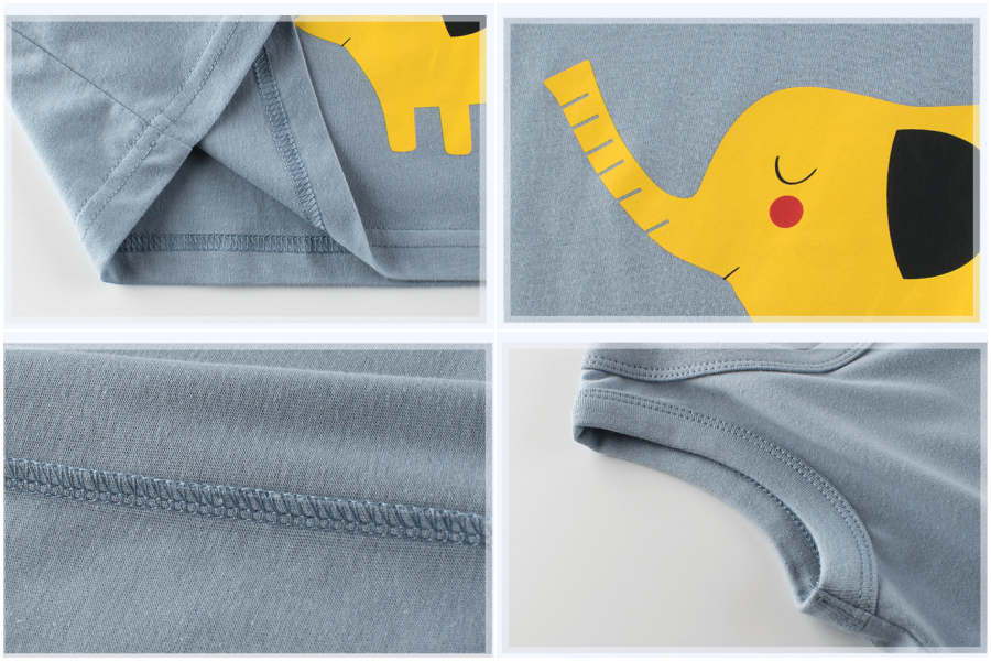 純棉無袖背心上衣-童趣大象-水藍色