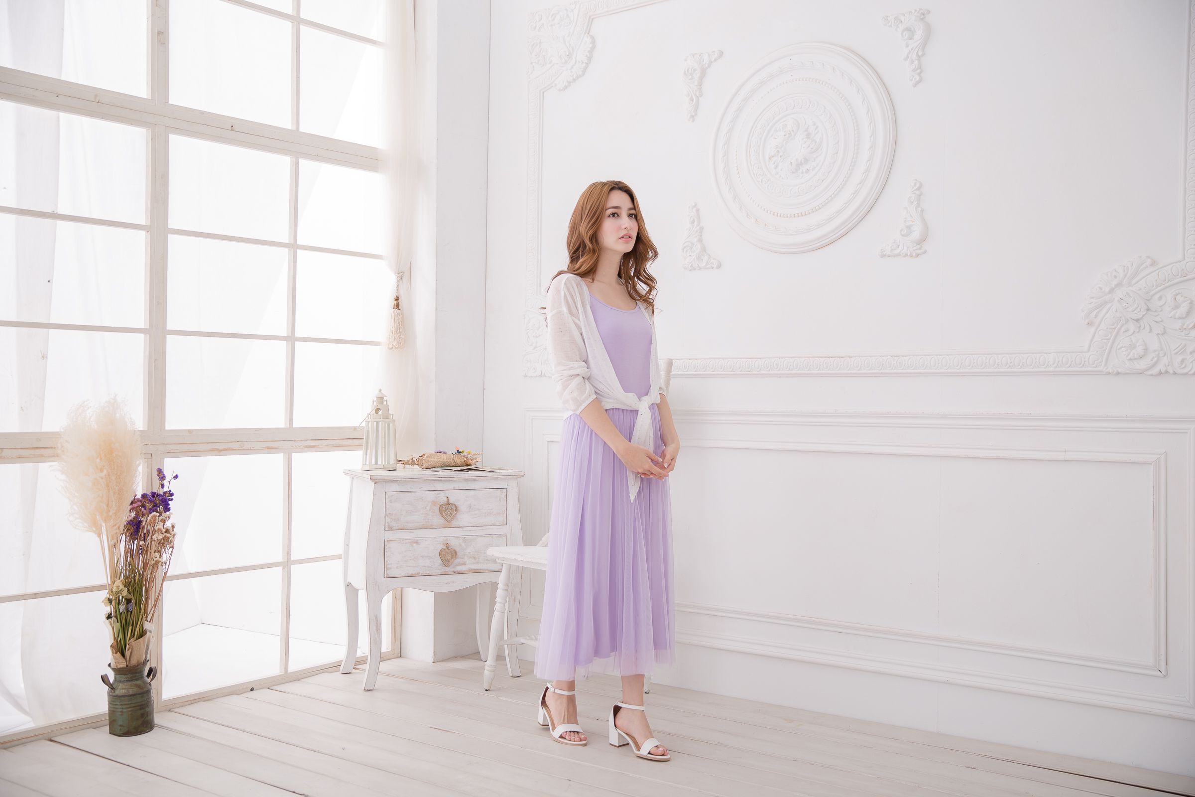 Peachy - 獨家訂製綿柔連身紗裙-細肩帶連身款-薰衣草紫 (F)