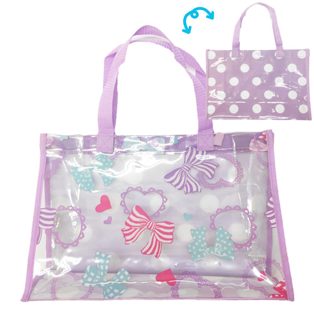 日本服飾代購 - 防水PVC游泳包(雙面圖案設計)-蝴蝶結-紫 (25x36x13cm)