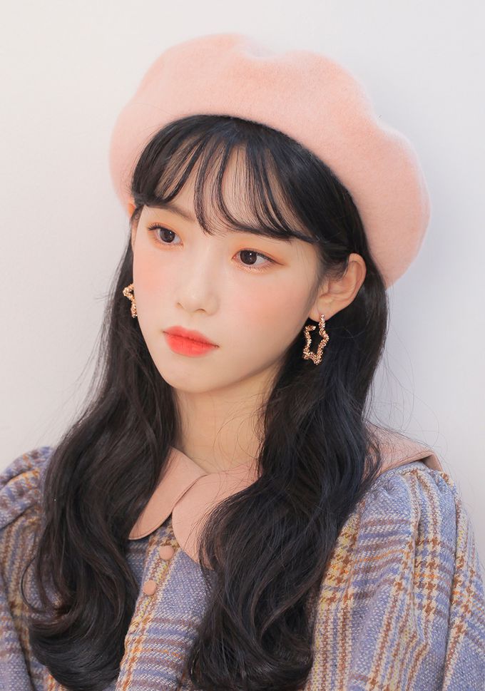 韓國 Soo&Soo - 法式風羊毛貝雷帽-粉 (直徑28cm，高7cm, 頭圍56cm)