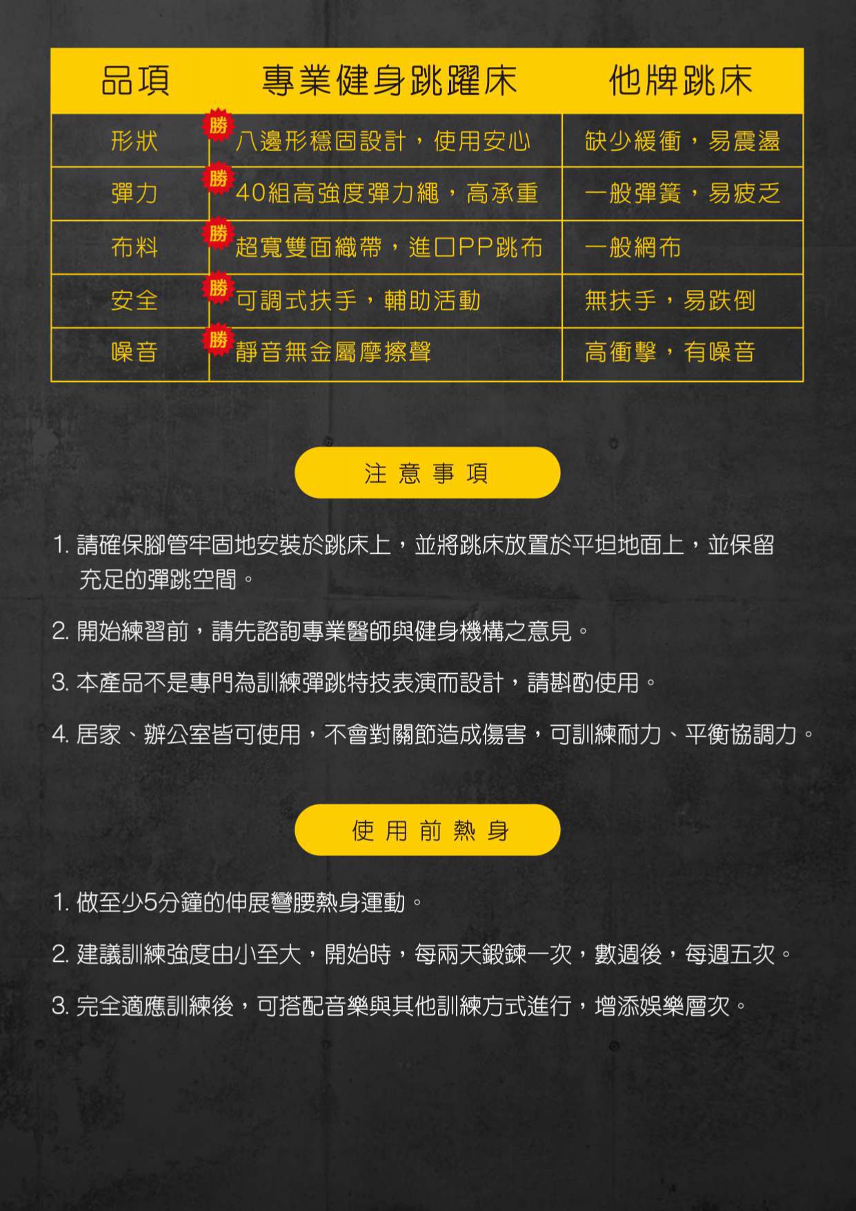 靜音扶手彈跳床【JumpMoon】8邊形結構更穩固