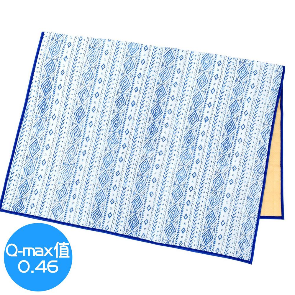 日本 TOMO - 接觸涼感地毯/床墊毯-藍白圖騰 (130x190cm)