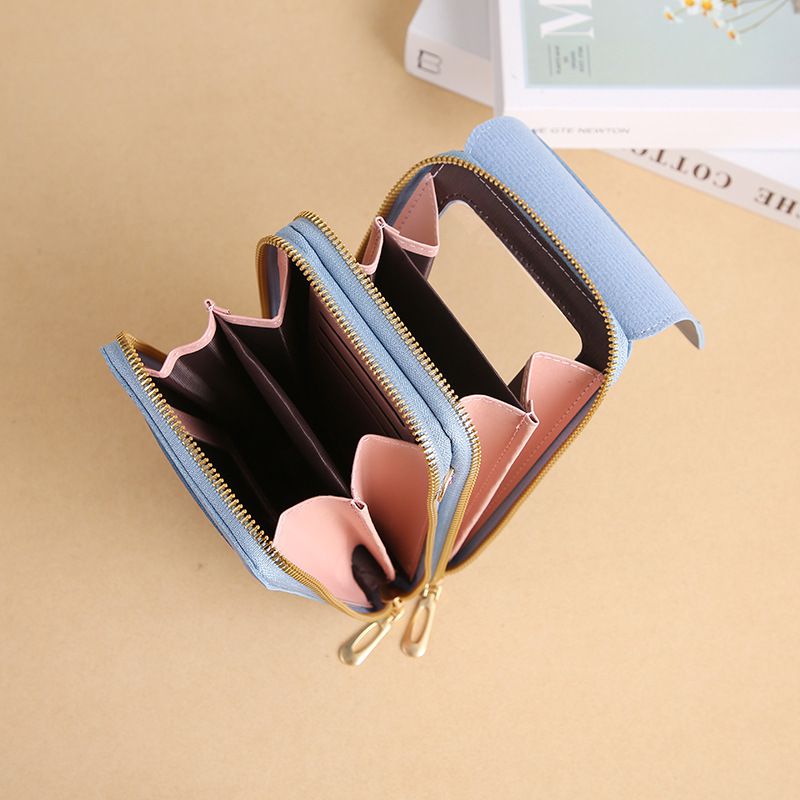 小口袋可觸屏大容量斜背手機包/斜背小包-豎款-灰色 (19x11x5cm)