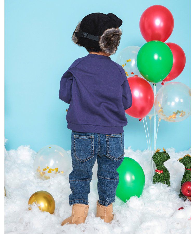 日本 BREEZE - 節慶滿點！裏毛長袖上衣-格紋-奶油米