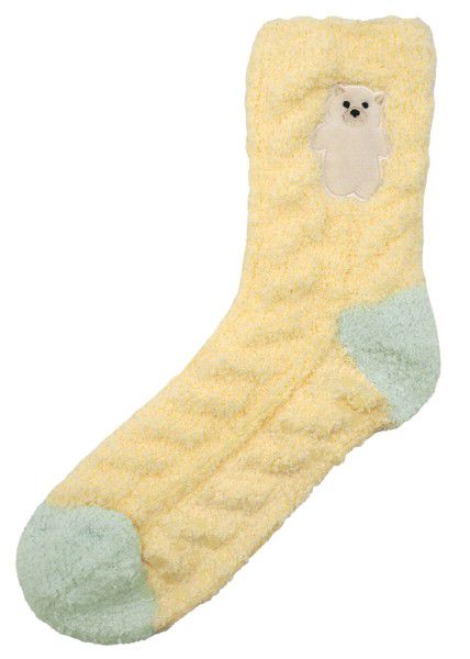 日本 friendshill - 可愛刺繡柔軟針織保暖長襪-可愛文鳥-水藍 (22-25cm)