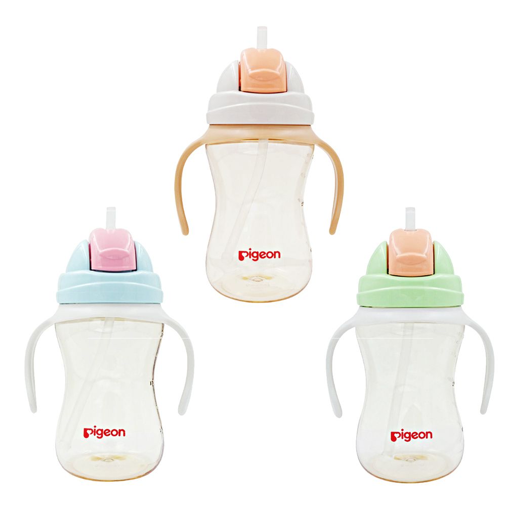 貝親 Pigeon - 雙握把PPSU大容量吸管杯-400ml-清爽綠-400ML