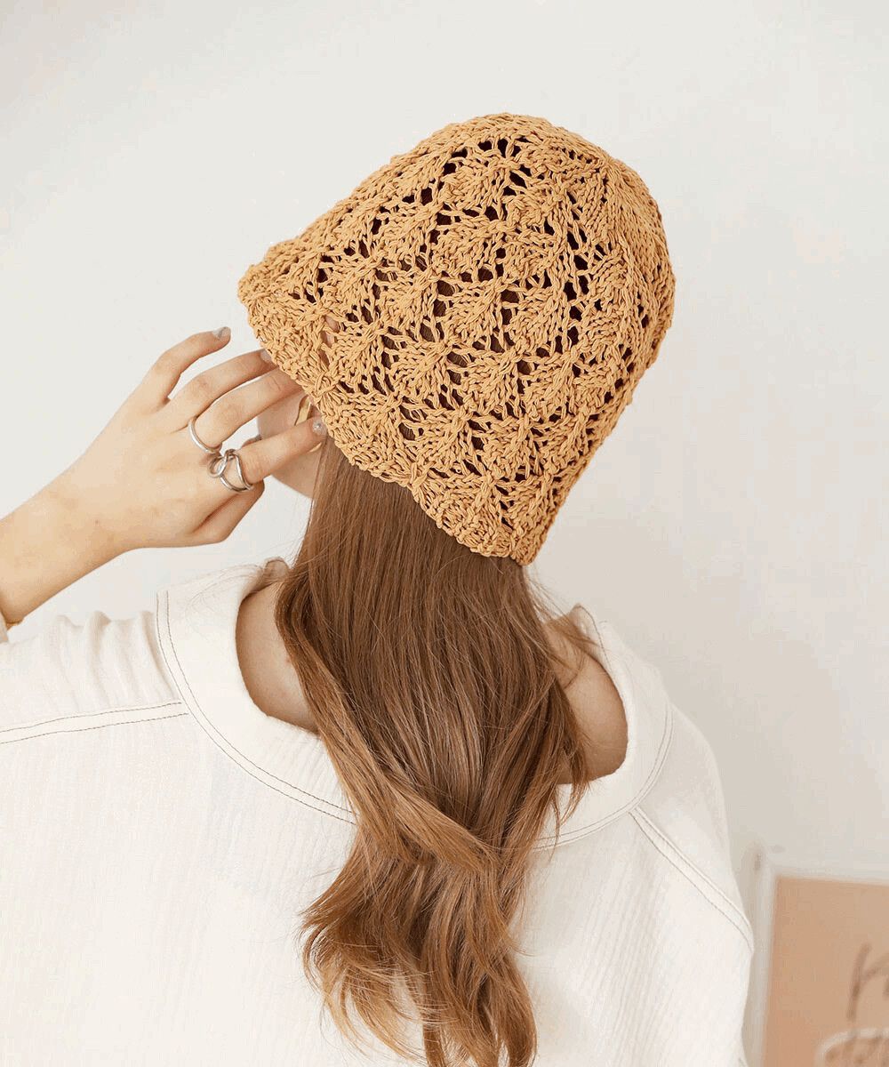 日本 Bab - 春夏定番鉤針鐘形帽-焦糖