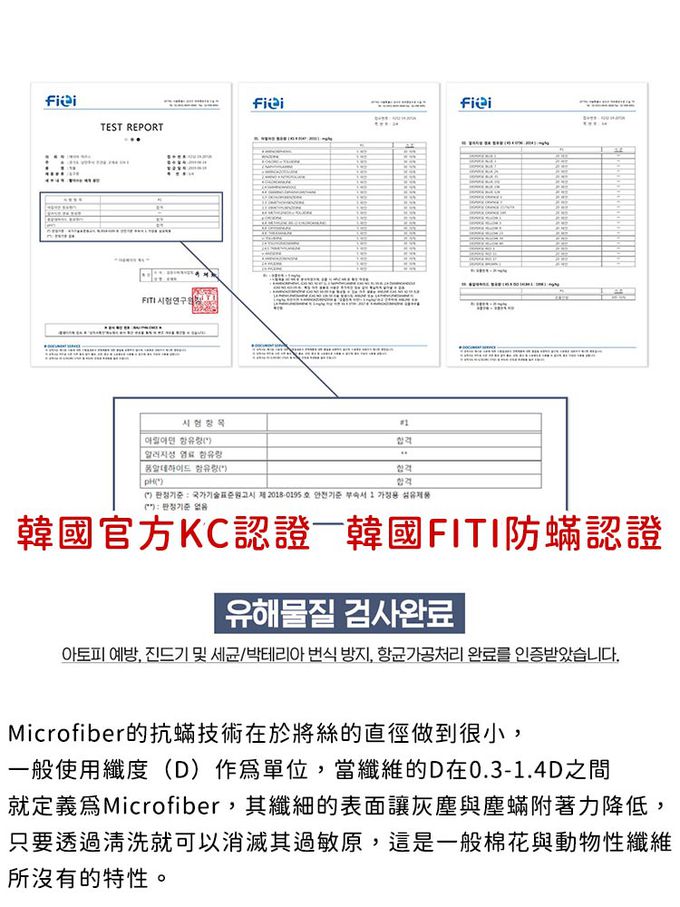 韓國 SSUEIM - 韓國製可水洗防蟎枕頭60x40cm-深藍