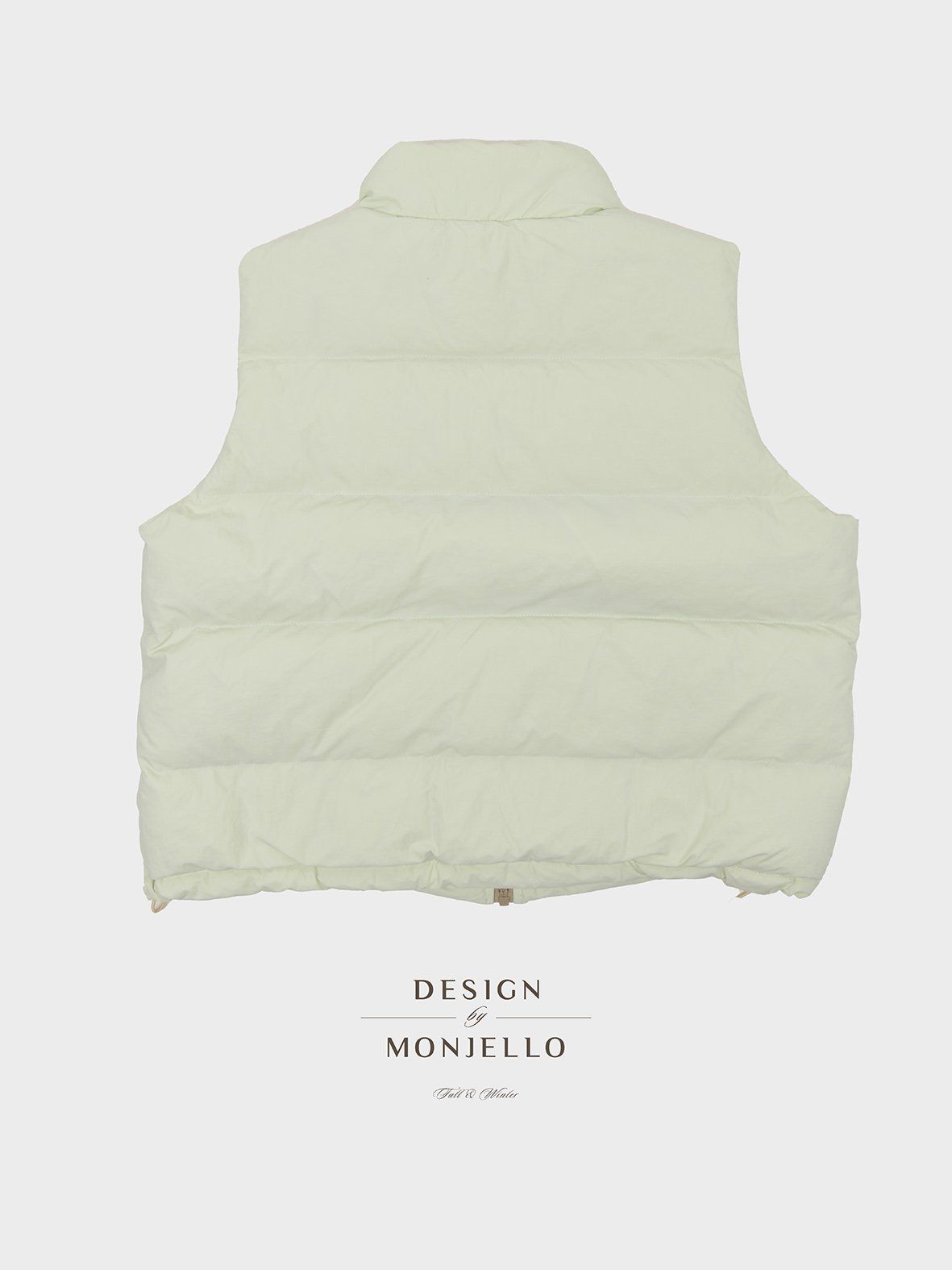 韓國 MONJELLO - (100%鴨絨)防潑水立領羽絨背心-淺卡其