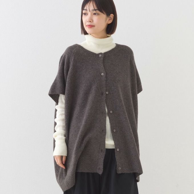 日本 OMNES - 混色感2way針織背心/開襟衫-深咖啡