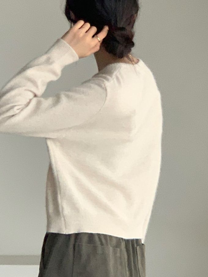 韓國女裝連線 - 愛心金釦混羊毛針織衫/外套-燕麥 (FREE)