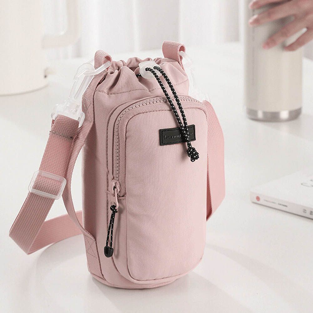 防潑水 手機水壺收納隨身側背小包-粉紅