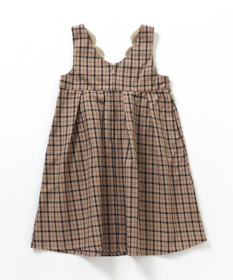 日本 apres les cours - 奢華感2WAY前後穿扇貝邊背心裙-卡其格紋