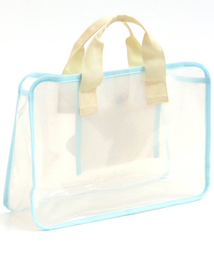 日本 apres les cours - 亮片墜飾防水PVC圓形肩背/手提包-貝殼-水藍