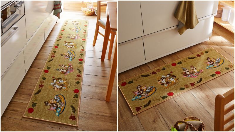 日本千趣會 - mini labo 去泥污腳踏墊-法蘭西花朵-藍綠