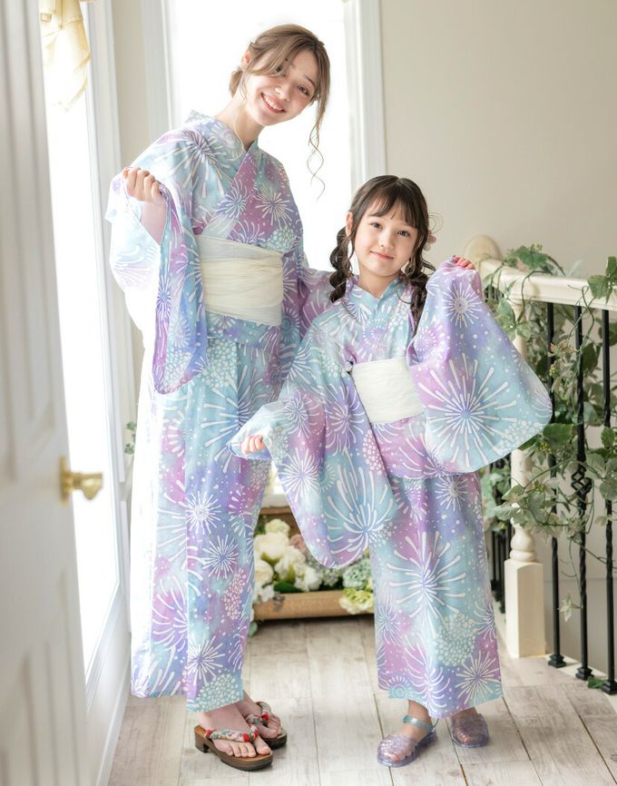 日本 Catherine Cottage - 夢幻2way純棉兵兒帶浴衣(可當洋裝)-花束-深藍