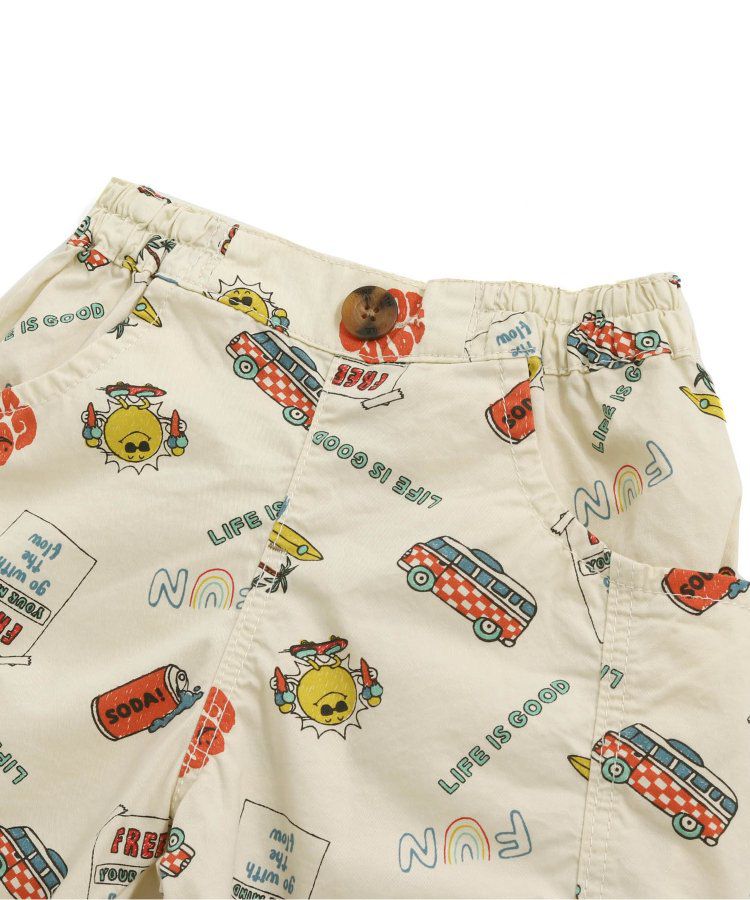 日本 BREEZE - 帥氣印花休閒短褲-米色海灘