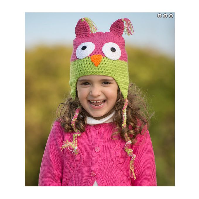 美國 juDanzy - 毛線帽-綠粉貓頭鷹