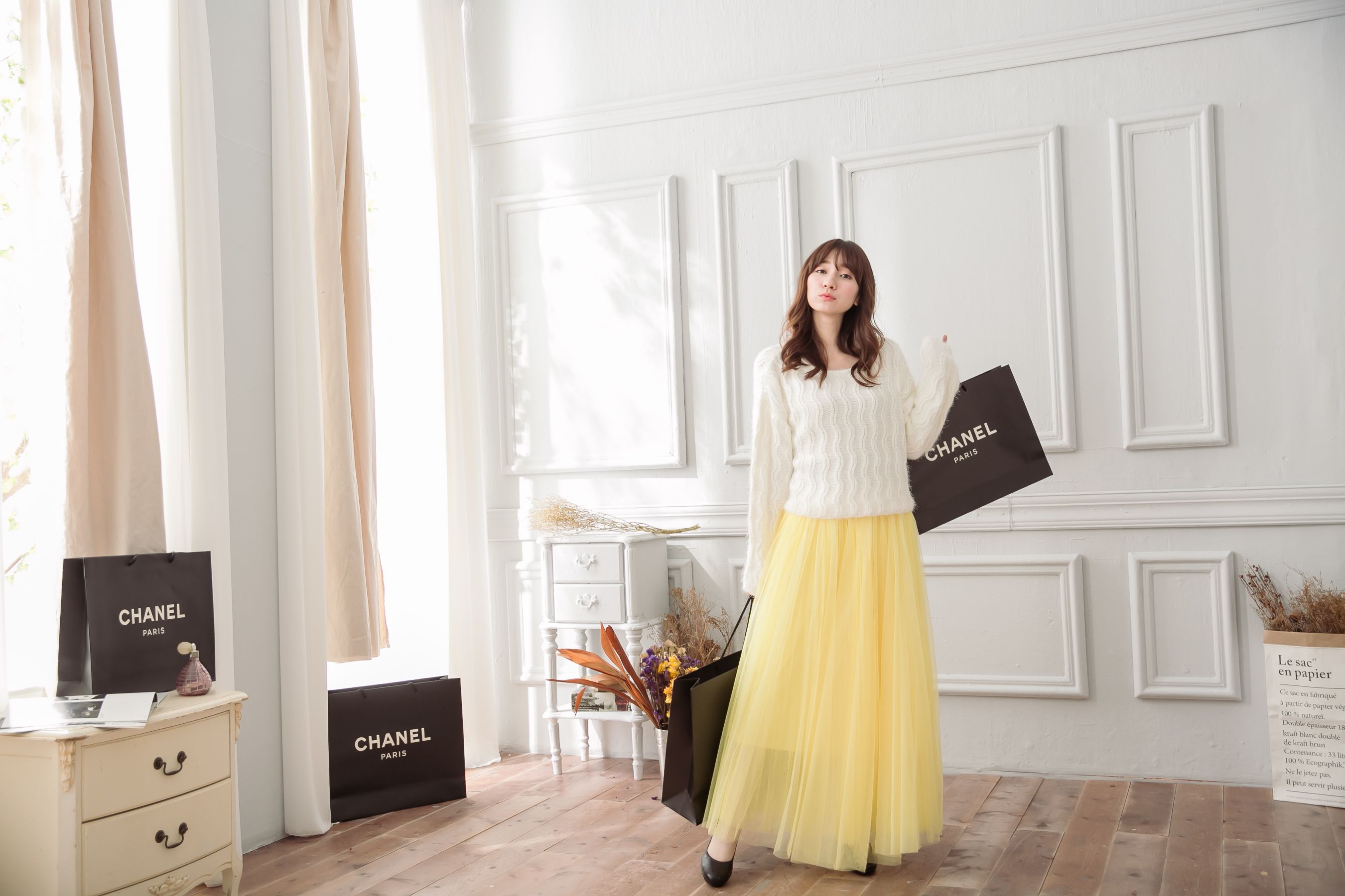 Peachy - 獨家訂製綿柔法式浪漫三層蓬紗裙-三層蓬版-嫩鵝黃 (F)