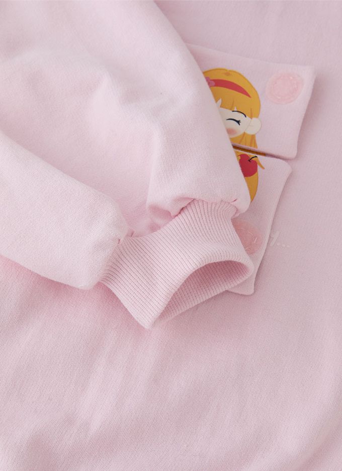 韓國 OZKIZ - 立體小女孩長袖縮口上衣-粉