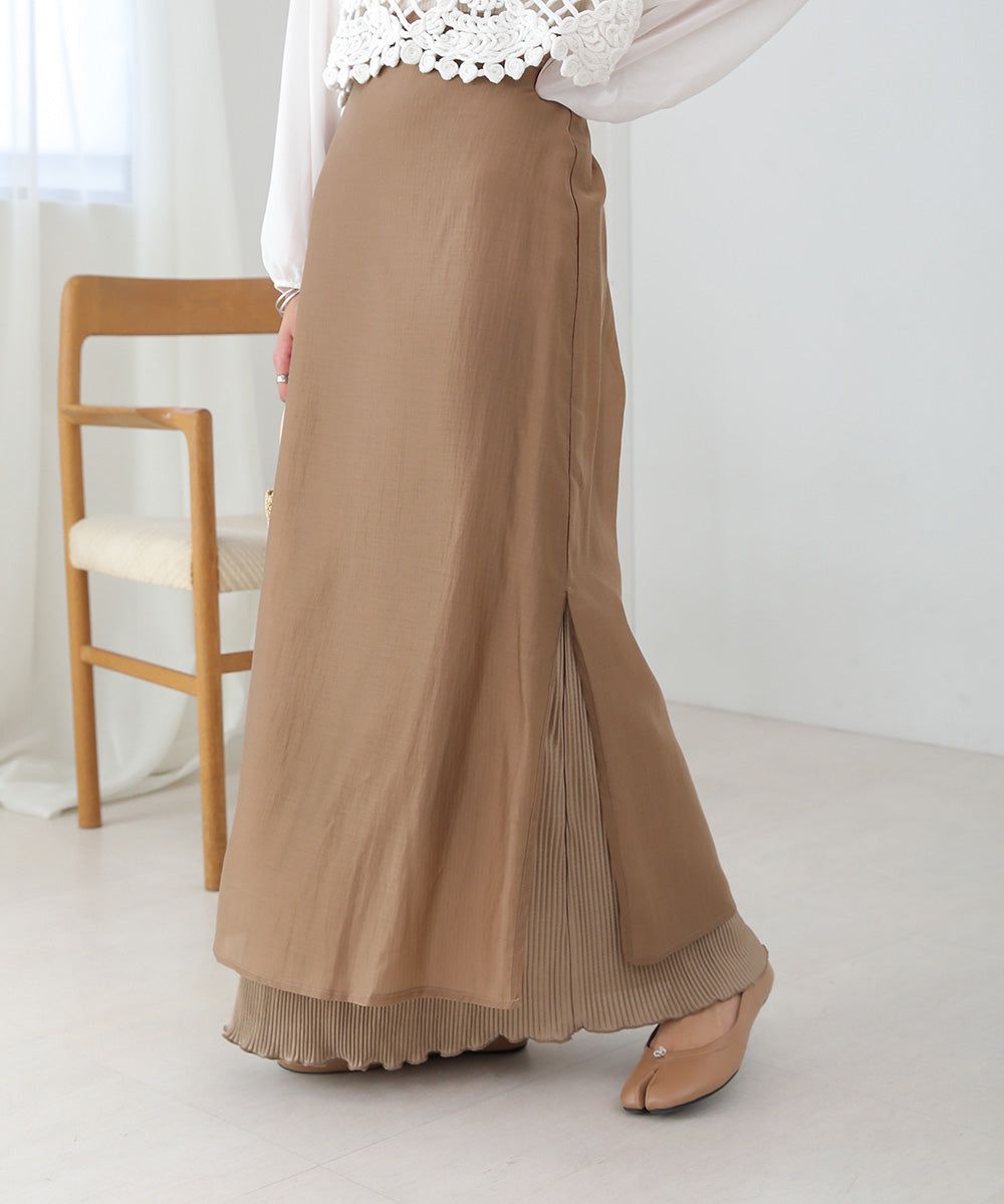 日本 Bab - 2WAY細摺拼接百搭長裙-淺灰