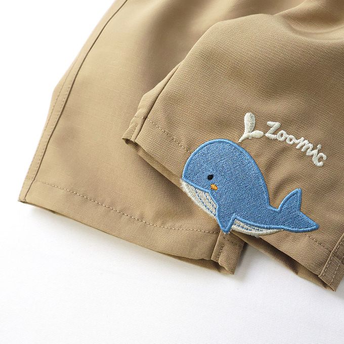 日本 ZOOLAND - 鯨魚悠遊清爽滑面材質短褲-丹寧口袋-薄荷綠