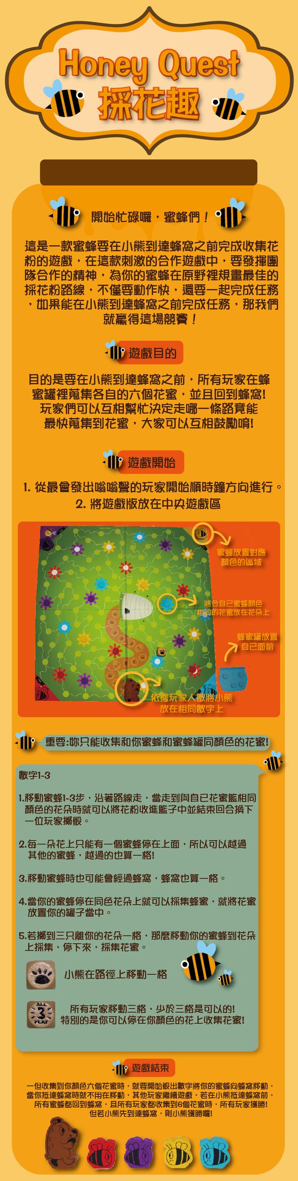 諾貝兒益智玩具 - 中文版歐美桌遊 採花趣 Honey Quest