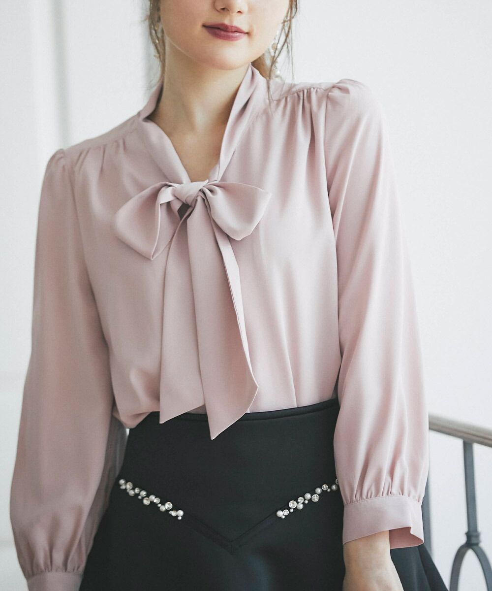 日本 tocco-closet - 蝴蝶紐結細針織上衣-天使白