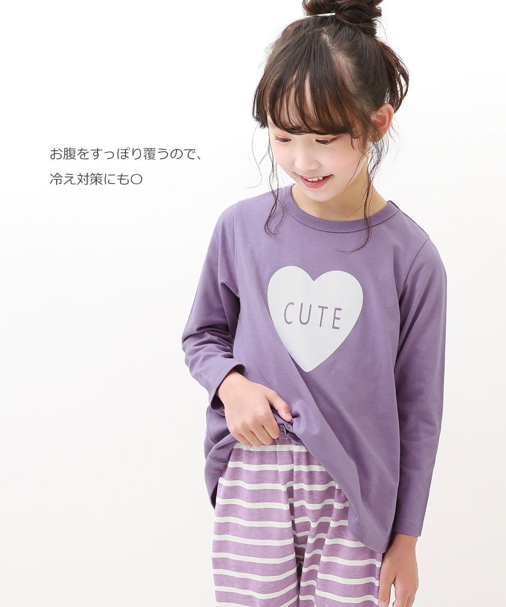 日本 devirock - 天竺棉透氣薄長袖家居服-FOR YOU-粉紫x格紋