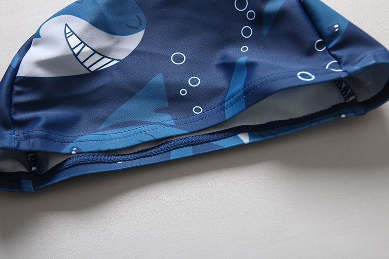 男寶長袖泳裝套裝(附帽子)-壞壞鯊魚-深藍+白